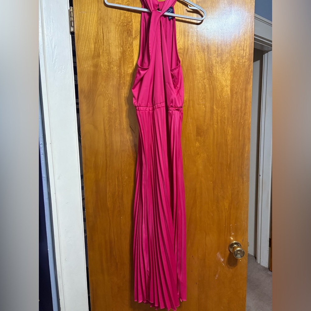 Scoop NYC Pink Pleated Halter Maxi Gown